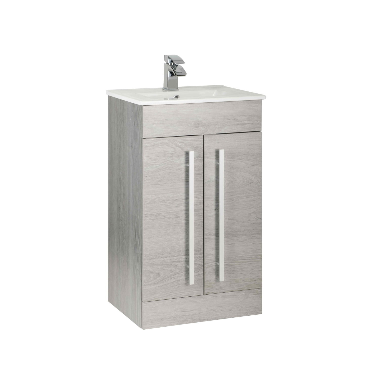 Kartell UK Purity Silver Oak 2 Door Mid Depth Floor Standing Basin Unit