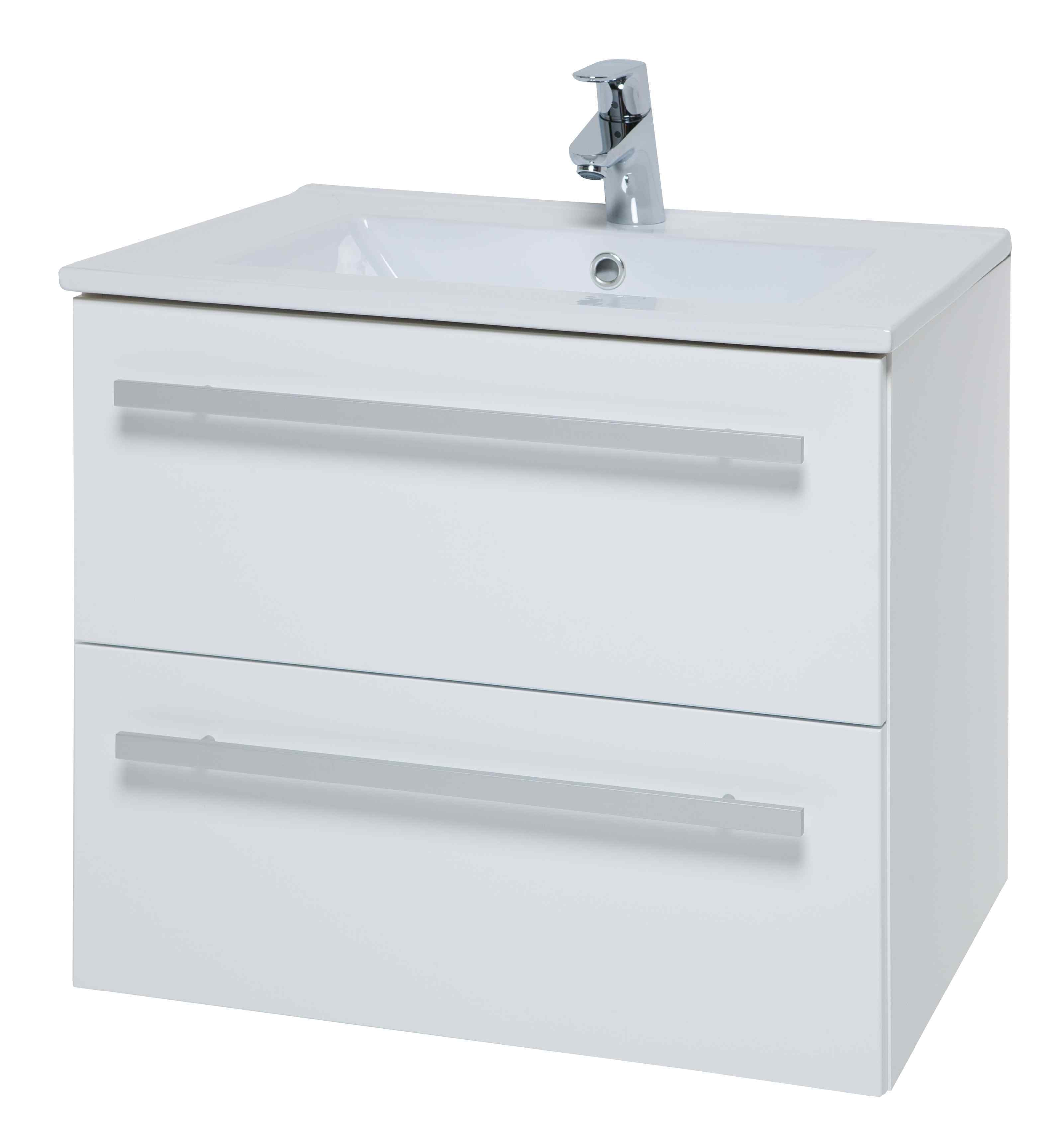 Purity White Gloss Bathroom Suite: Vanity Unit with Basin and Toilet - Best Selection