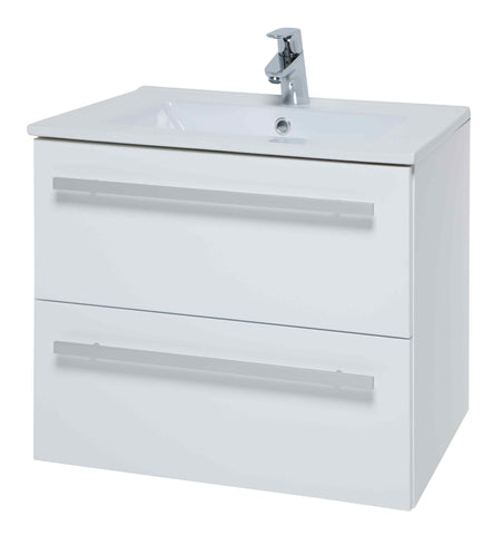 Purity White Gloss Toilet & Basin Suite with Vanity Unit - Elegant & Functional