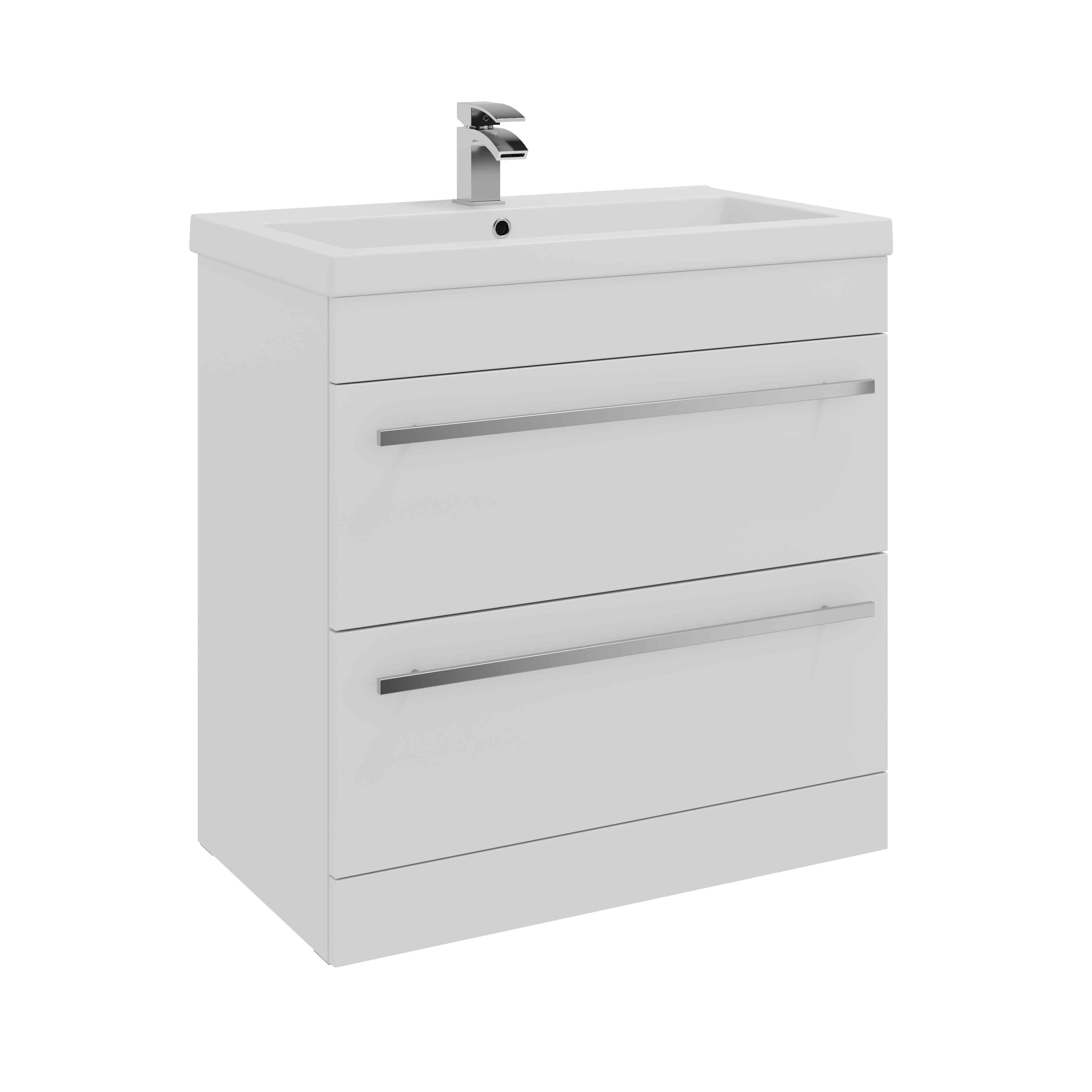 Kartell UK Purity White Gloss Mid Depth 2 Drawer Floor Standing Basin Unit