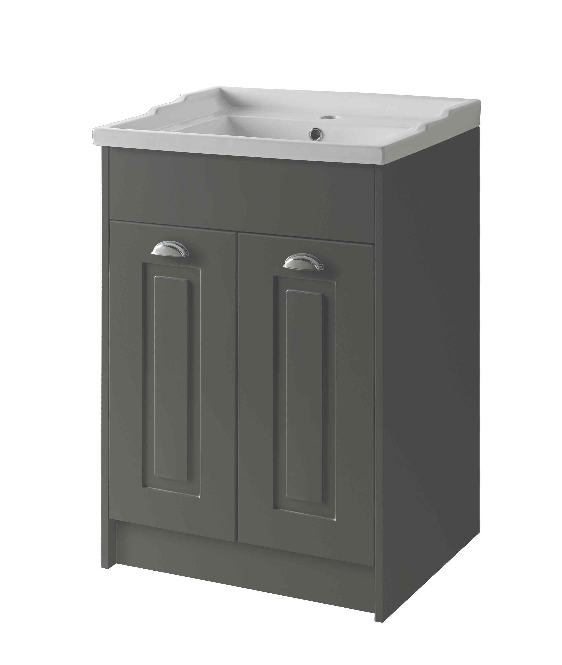 Astley 600mm Matt Grey Freestanding Ceramic Basin & Toilet Bathroom Furniture