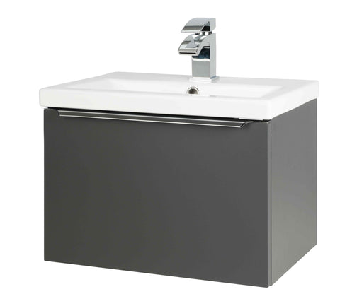 Kartell UK Kore Matt Dark Grey Bathroom Suite with Vanity Unit - Oblique P-shaped Shower Bath