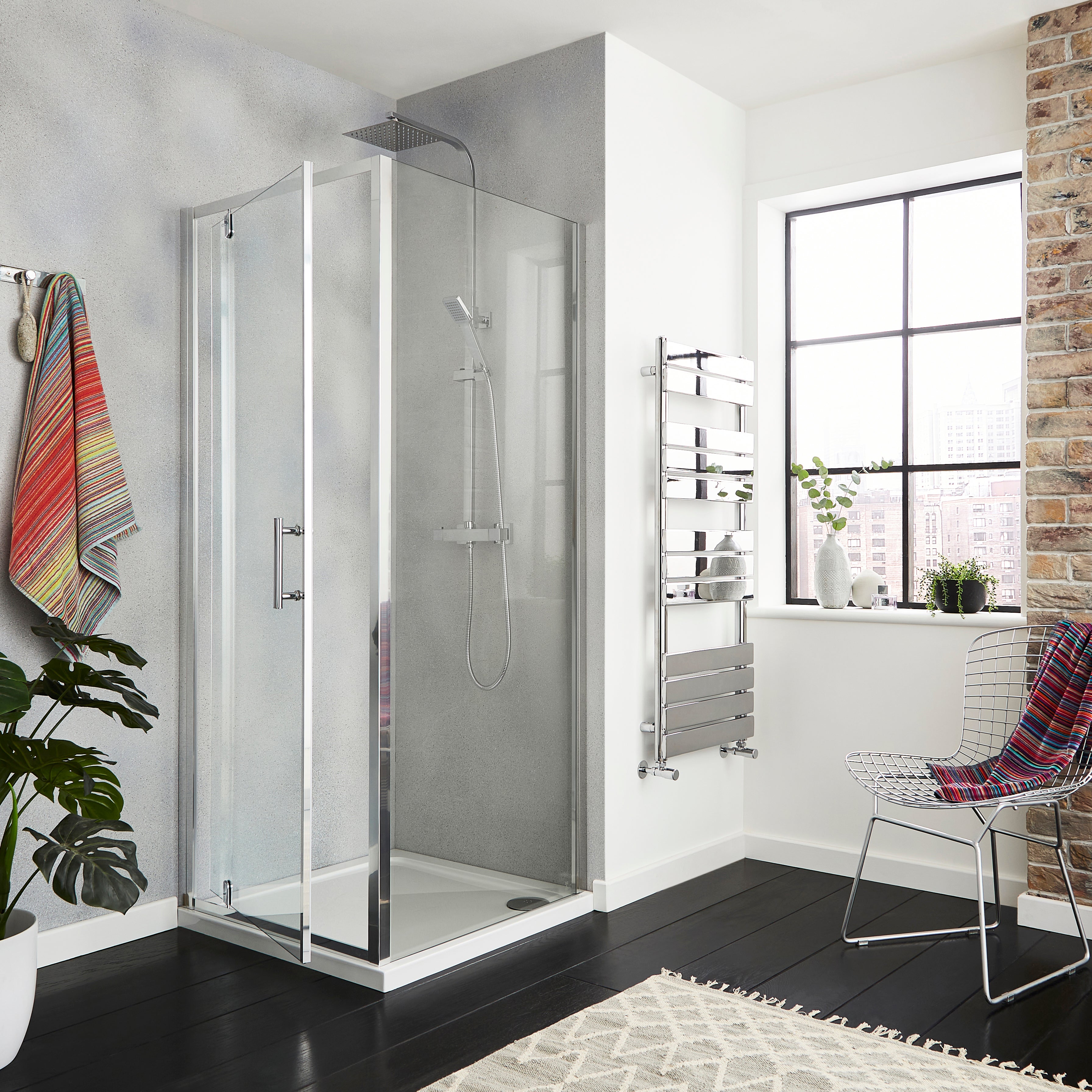 Kartell UK City White Gloss Shower Enclosure Suites With Vanity Unit - KV6 Pivot Door