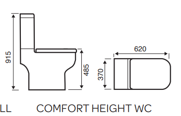 Kartell UK Options 600 Comfort Height C/C WC Pan, C/C Cistern, Soft Close Seat