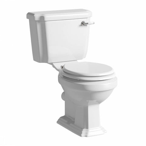 white Traditional Close Coupled Toilet with Cistern and Soft Close Seat