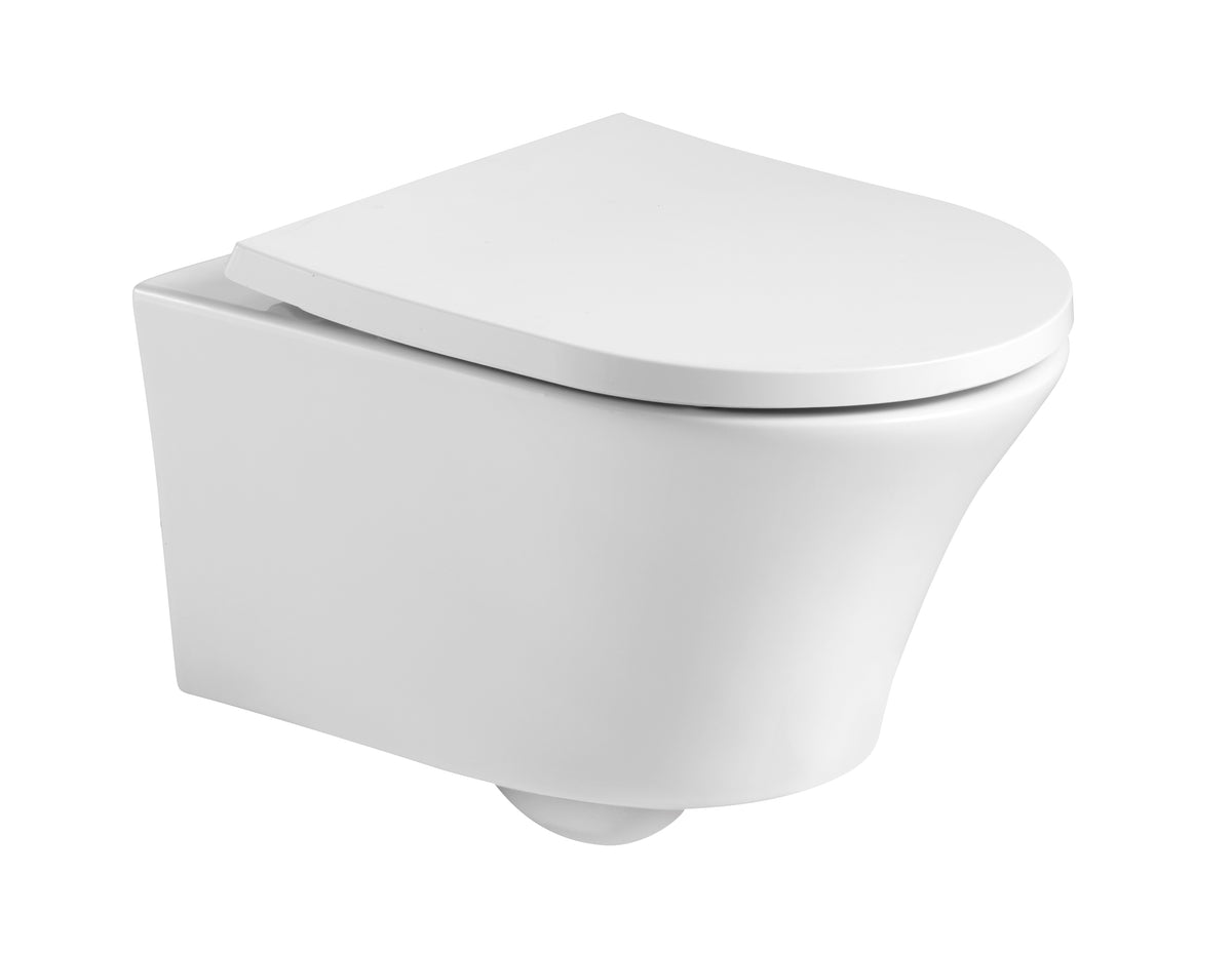 Kartell UK Eklipse Round Wall Hung Rimless WC Pan with Soft Close Seat