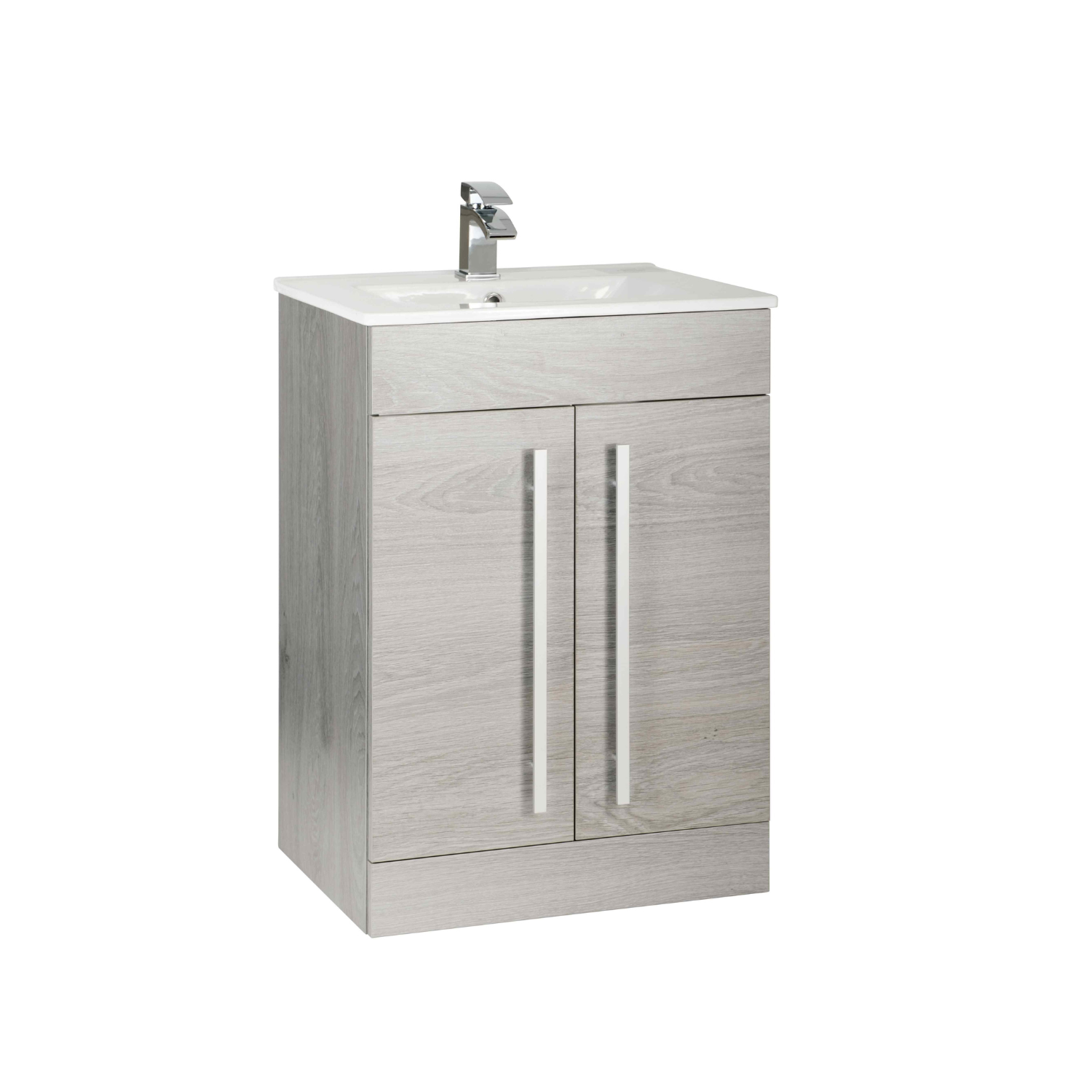 Purity Silver Oak Toilet & Basin Suite with Vanity Unit - Stylish Space-Saving Solution