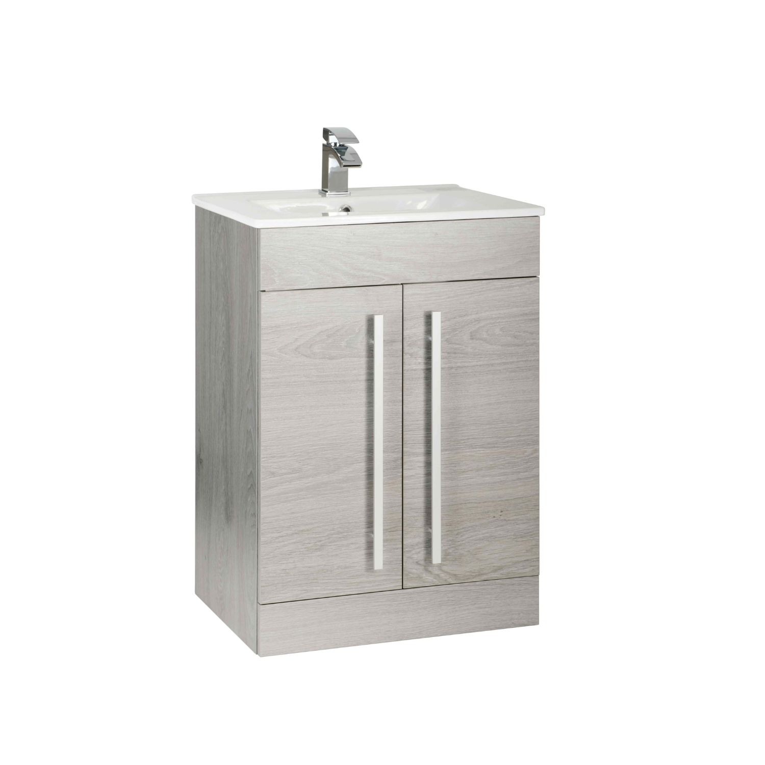 Kartell UK Purity Silver Oak 2 Door Mid Depth Floor Standing Basin Unit