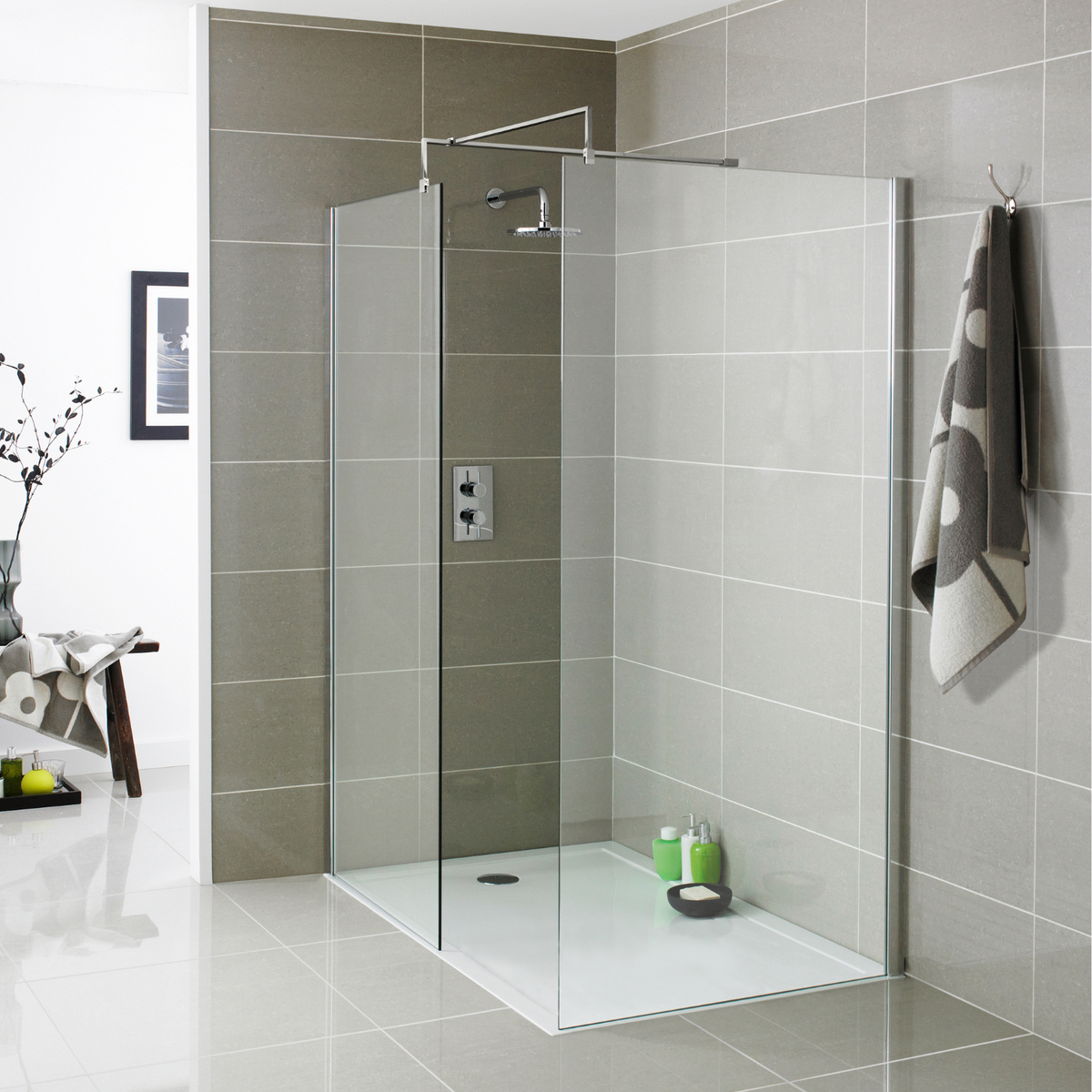 Kartell UK Pure White Shower Enclosure Suites with Vanity - KV8 Wet Room Screen
