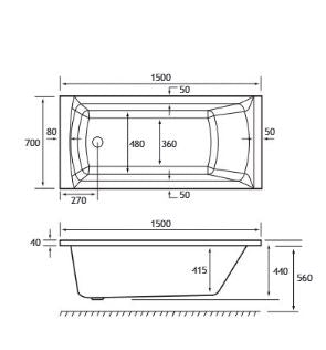 Eastbrook Rockall Bath Tub