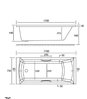 Eastbrook Rockall Twin Grip Bath Tub