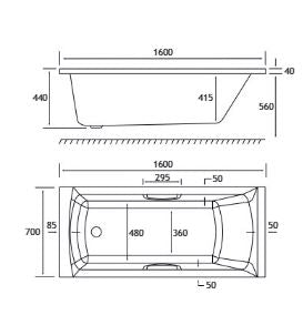 Eastbrook Rockall Twin Grip Bath Tub