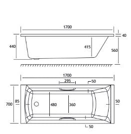 Eastbrook Rockall Twin Grip Bath Tub