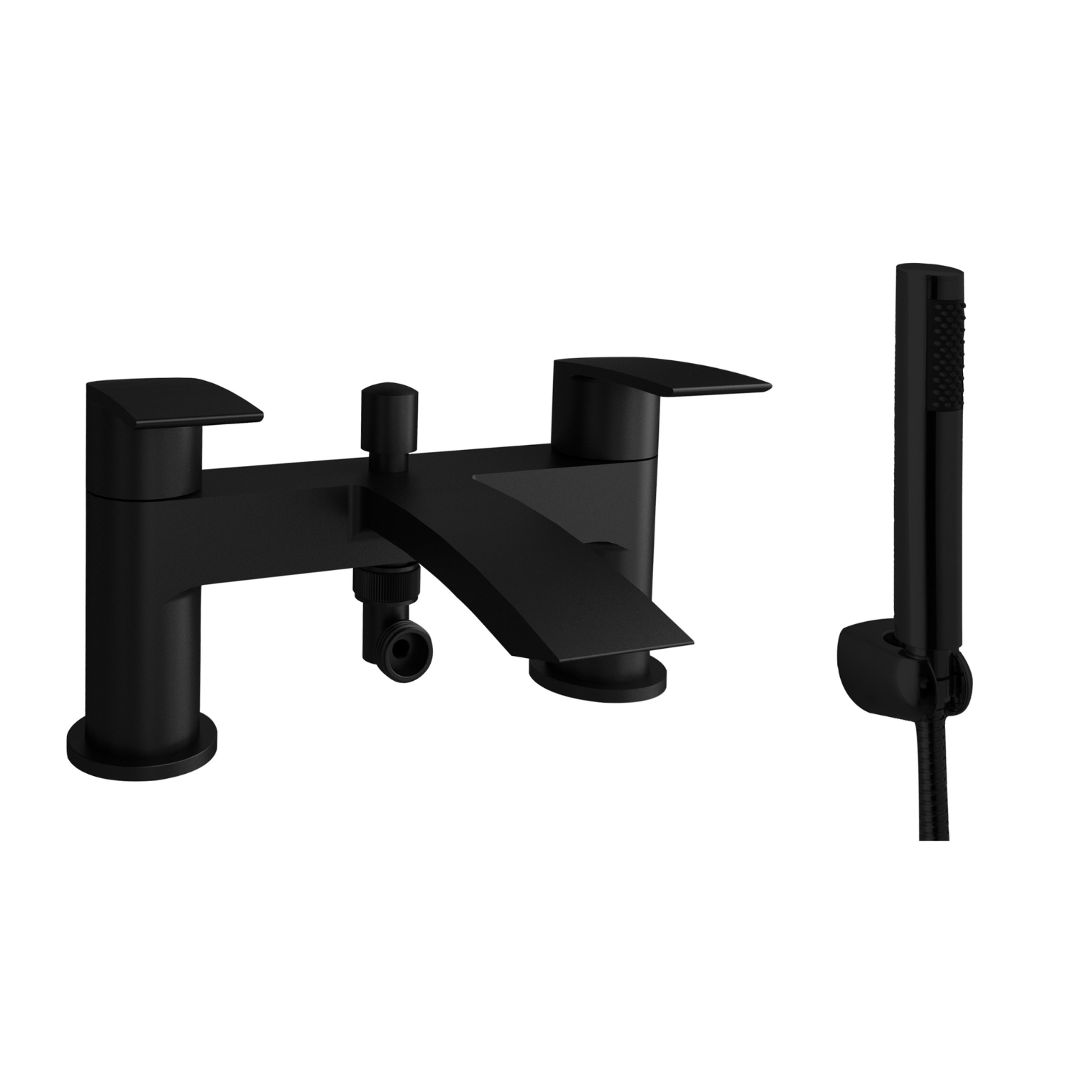 Kartell UK Nero Curve Black Bath Shower Mixer and a Mini Mono Basin Mixer