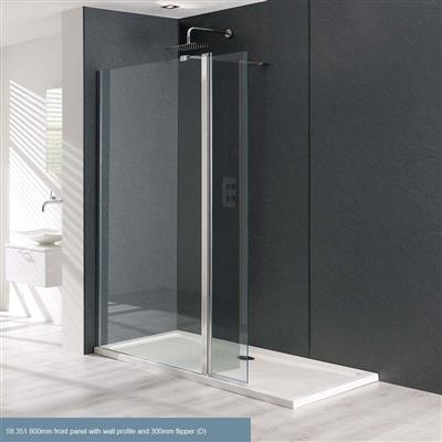 Eastbrook Valliant Walkin Shower Enclosure front c/w 300 flipper, Silver Chrome Finish