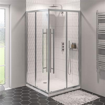 Eastbrook Vantage 2000 Easy Clean Corner Entry Walkin Shower Enclosure - Silver Chrome