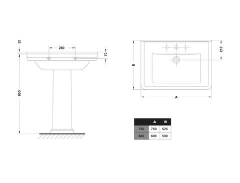 Ashfield Basin & Pedestal - serenebathrooms