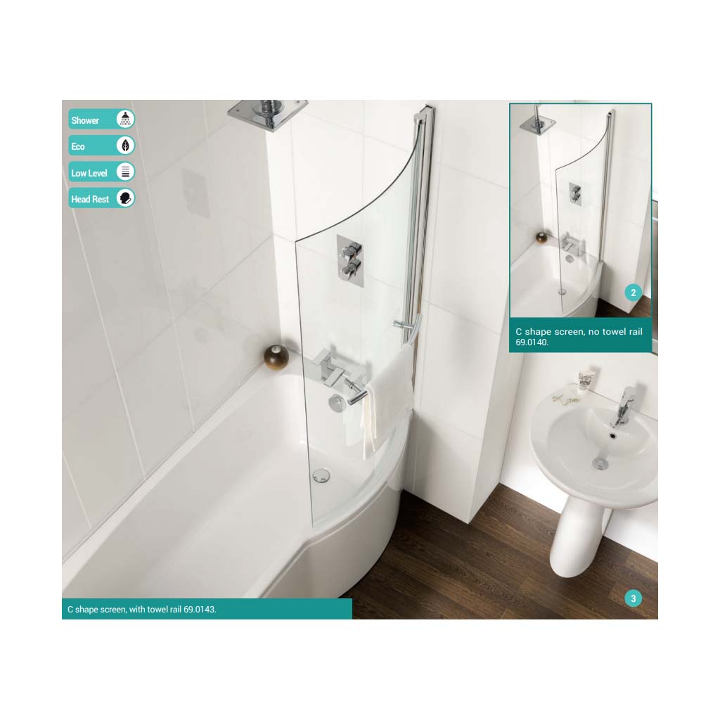 Eastbrook Axis Offset White Straight Bath - serenebathrooms