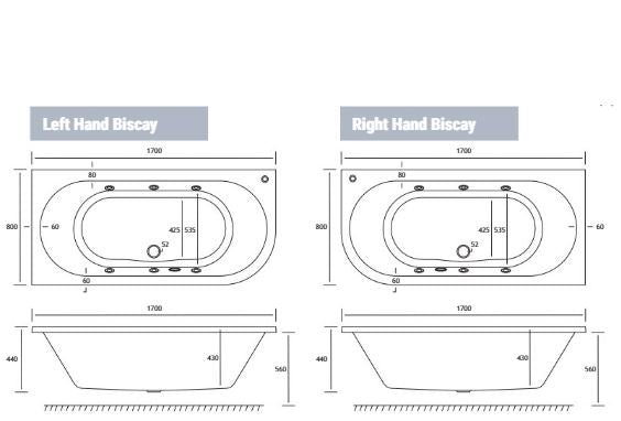 Eastbrook Biscay DE 6 Jet Whirlpool 1700 x 800