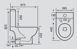 Eastbrook Farringdon Close Coupled WC Pan with Soft Close Seat