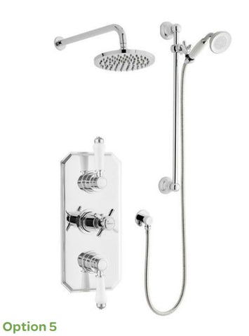 KLASSIQUE OPTION 5 TRIPLE THERMOSTATIC SHOWER WITH SLIDE RAIL KIT AND OVERHEAD DRENCHER