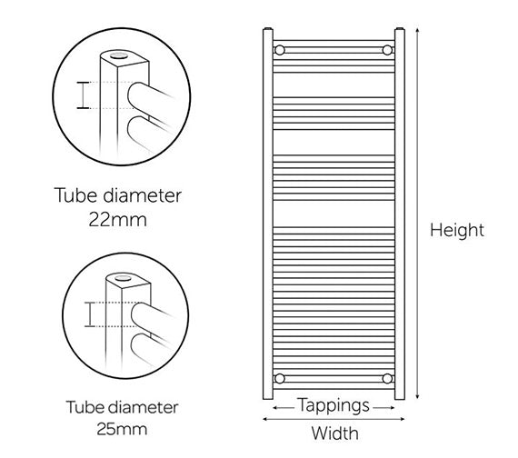 Kartell UK Rail 600mm Black 22mm Straight Towel Rail