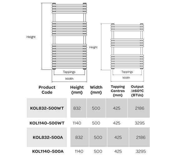 Kartell UK Kolumn Designer Towel Rail 500mm Wide (White)