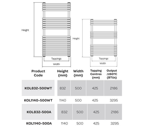 Kolumn Designer Towel Rail 500mm Wide (ANTHRACITE)