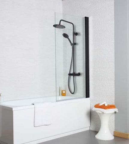 NERO SHOWER SCREEN STRAIGHT SCREEN, SQUARE EDGE 1435 X 780MM