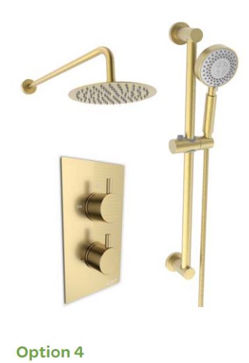 OTTONE Option 4 THERMOSTATIC CONCEALED SHOWER WITH ADJUSTABLE SLIDE RAIL KIT AND FIXED OVERHEAD DRENCHER