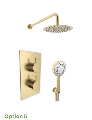 OTTONE Option 5 THERMOSTATIC CONCEALED SHOWER WITH SEPARATE HANDSHOWER AND FIXED OVERHEAD DRENCHER