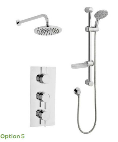 PLAN OPTION 5 TRIPLE THERMOSTATIC CONCEALED SHOWER WITH SLIDE RAIL KIT AND OVERHEAD DRENCHER