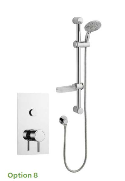 PLAN OPTION 8 SINGLE ROUND PUSH BUTTON THERMOSTATIC SHOWER WITH SLIDE RAIL KIT