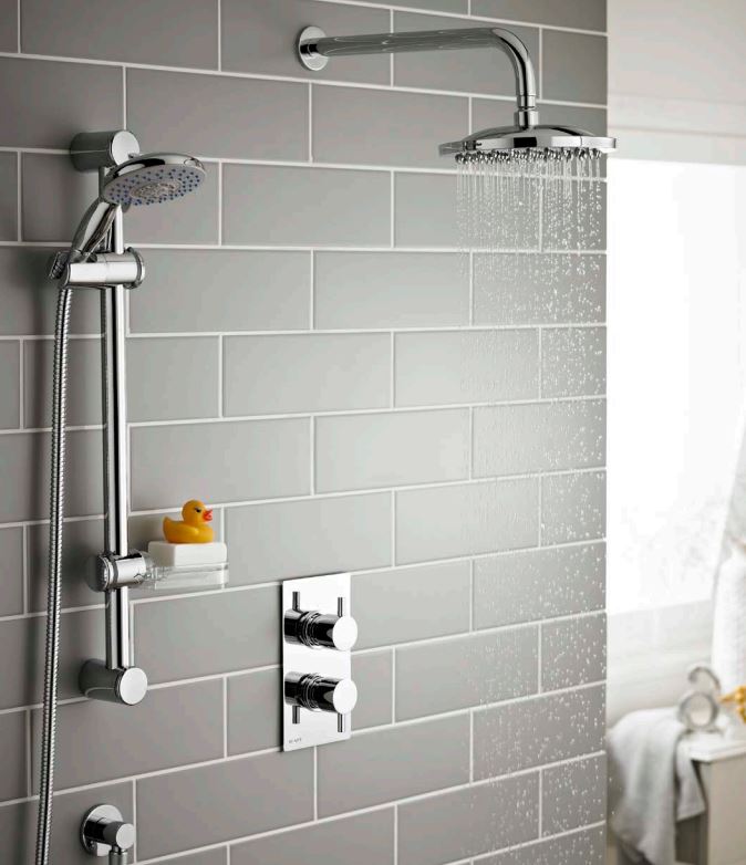 PLAN OPTION 3 THERMOSTATIC SHOWER WITH SLIDE RAIL KIT AND OVERHEAD DRENCHER