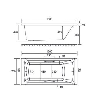 Eastbrook Rockall Twin Grip Bath Tub