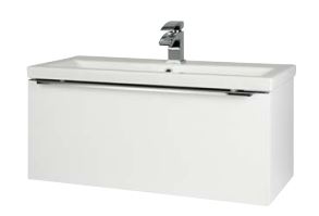 KORE 800MM WALL MOUNTED DRAWER UNIT & CERAMIC BASIN - GLOSS WHITE