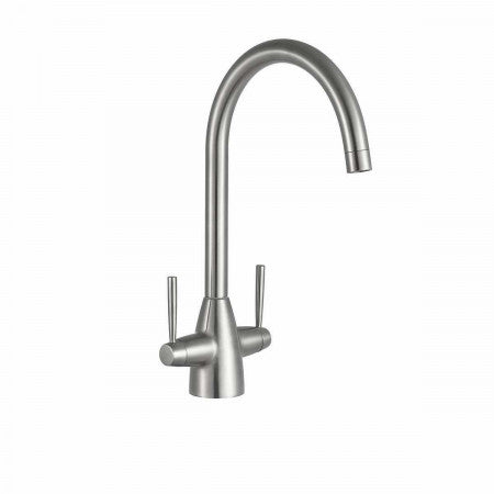Kartell UK Dual Lever Kitchen Sink Mixer Tap - Brushed Steel