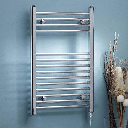 Electric Straight Heated Chrome Plated Towel Rail 500mm On/Off