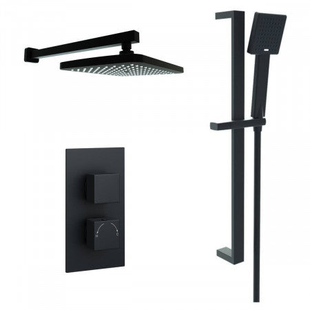 NERO Option 4 THERMOSTATIC SHOWER (WITH DIVERTER) SLIDE RAIL KIT AND FIXED OVERHEAD DRENCHER