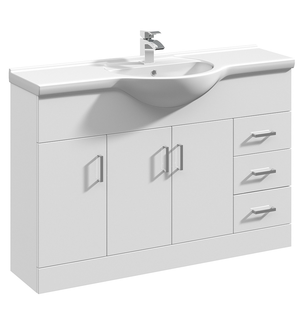 1200mm White Gloss Bathroom Vanity Unit