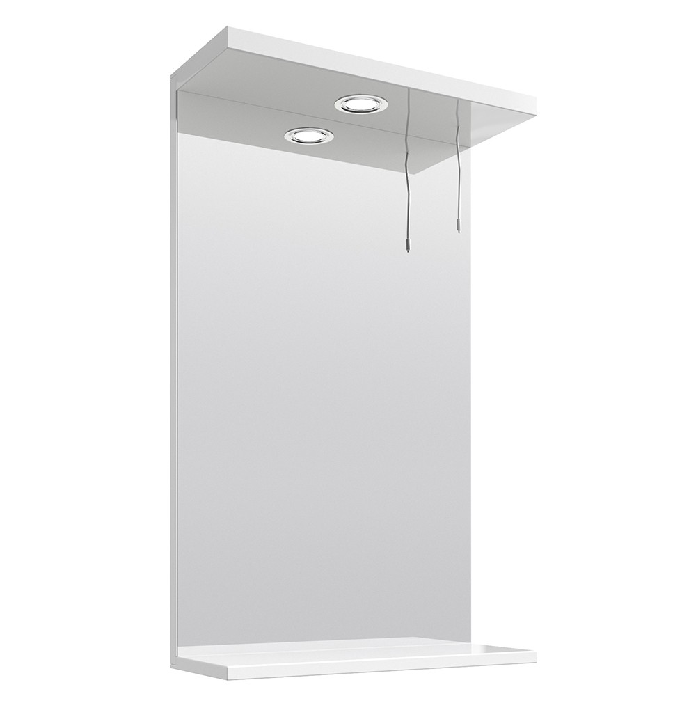 450mm Bathroom Mirror With Cornice & Halogen Light
