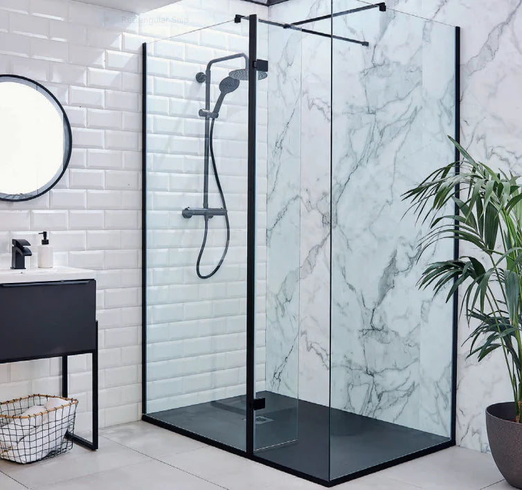 Close-up of waterproof flooring in a wet room bathroom