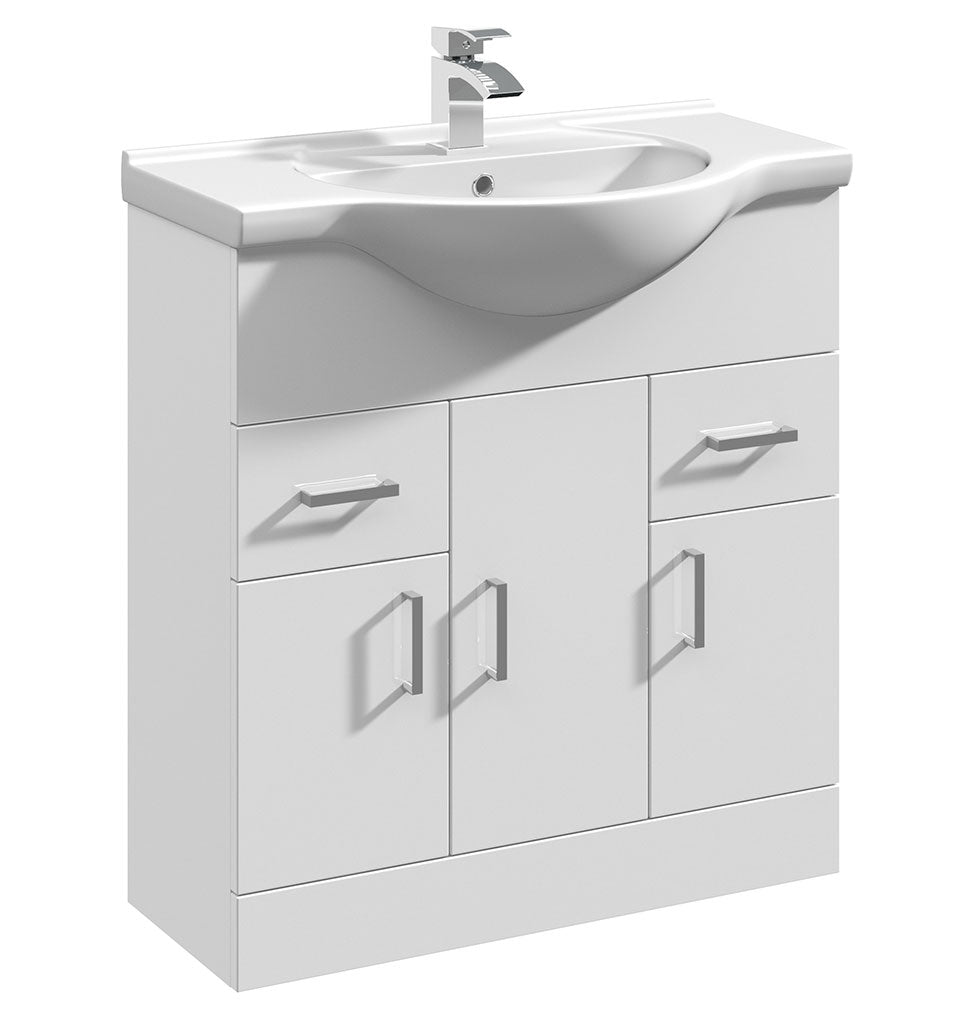 750mm White Gloss Bathroom Vanity Unit