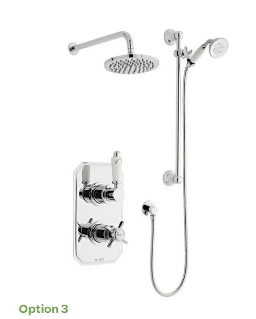 KLASSIQUE OPTION 3 THERMOSTATIC SHOWER WITH SLIDE RAIL KIT AND OVERHEAD DRENCHER