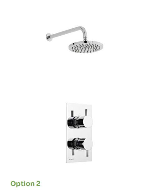 PLAN OPTION 2 THERMOSTATIC CONCEALED SHOWER WITH FIXED OVERHEAD DRENCHER