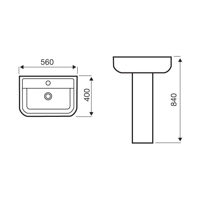 Optimum 550mm Basin & Pedestal