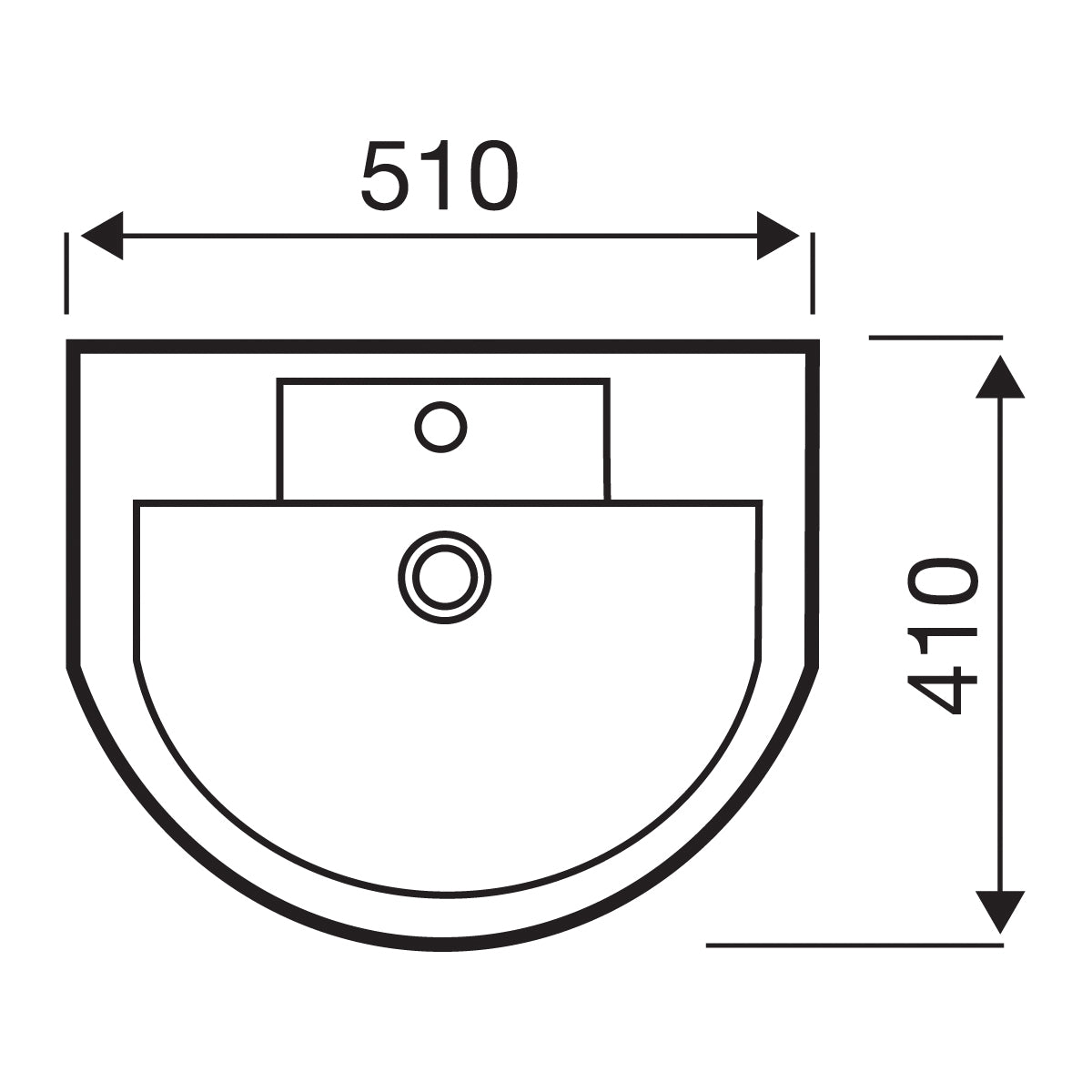Revue Curved 1 Tap Hole Basin